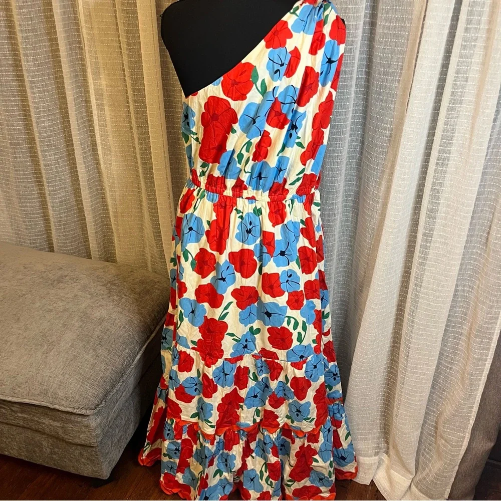 English Factory One-Shoulder Ric Rac Long Dress NWT Size Large - Picture 7 of 11